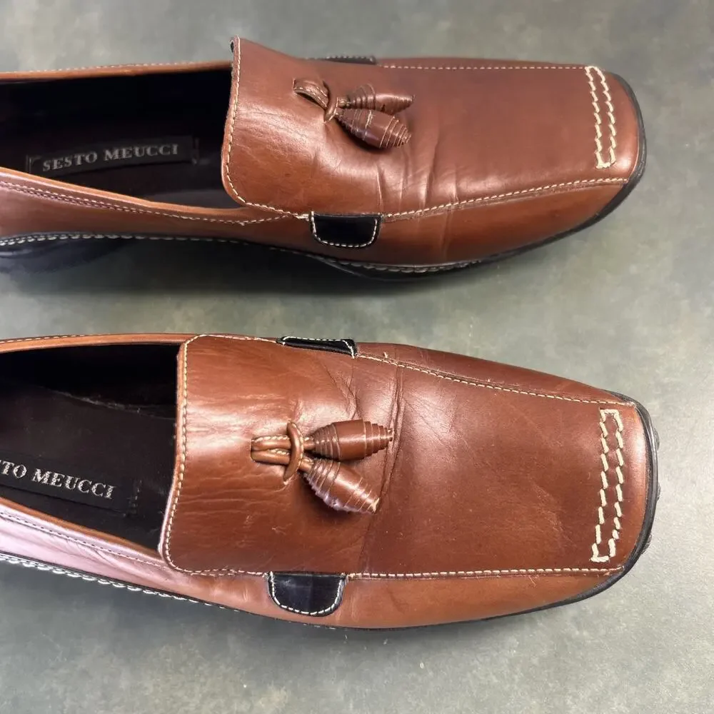 Sesto Meucci Italy Leather Tassel Driving Loafers Womens Size 5 Vintage